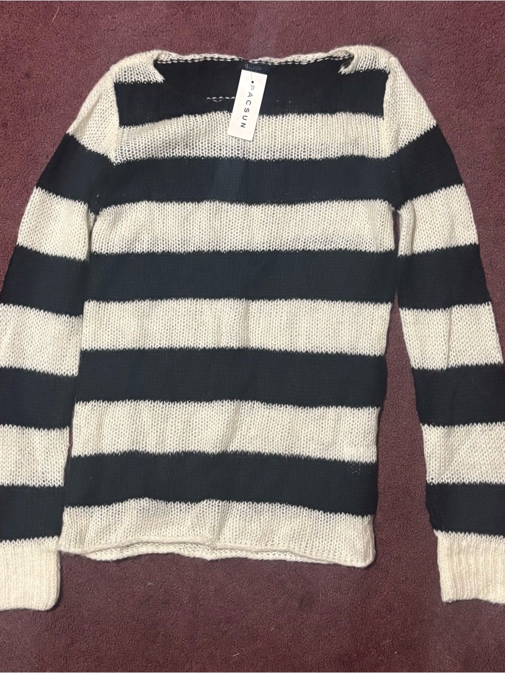 John Galt Black and White Striped Colette Sweater